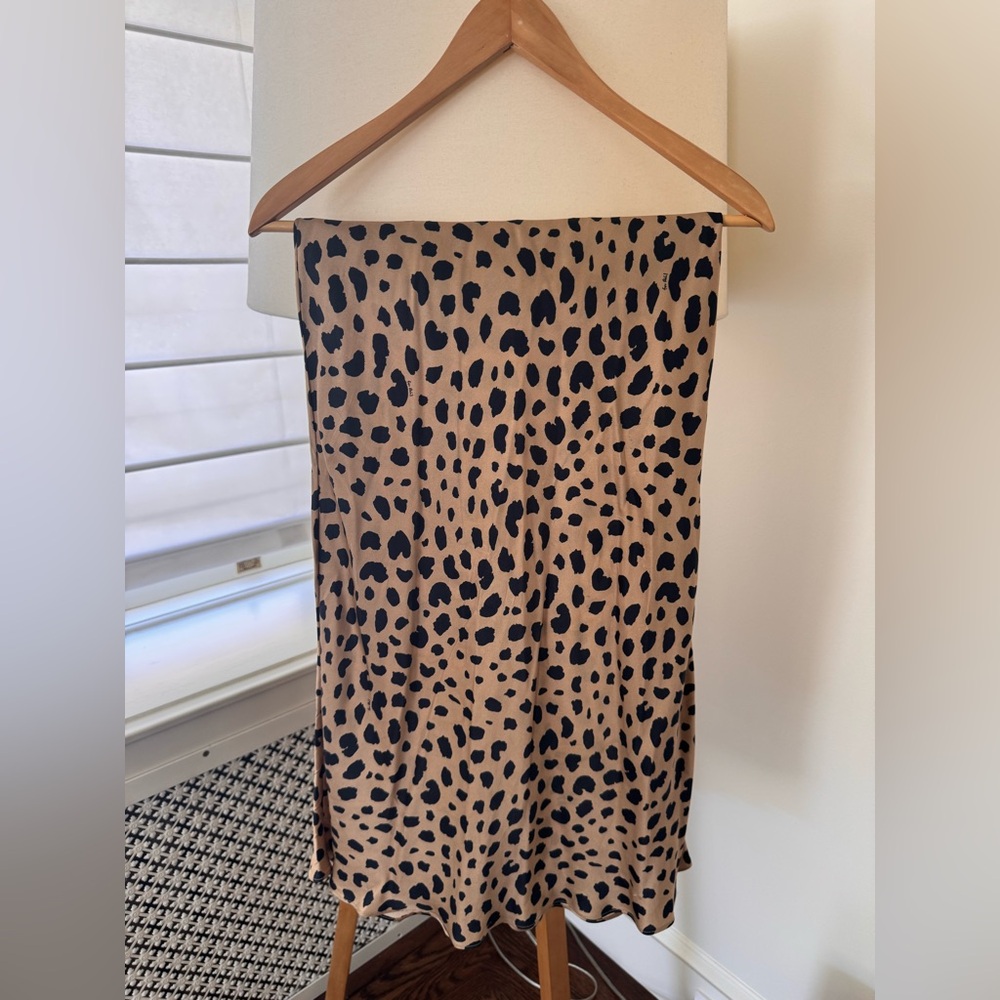 Realisation Par Beige and Black Leopard Print Midi Skirt